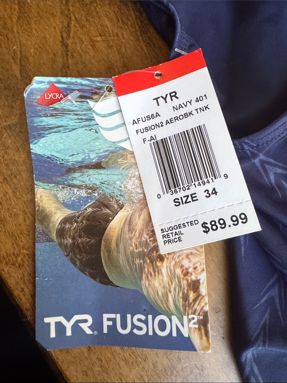 TYR Navy Arrow-Pattern One-Piece Racing Swimsuit - Picture 3 of 4